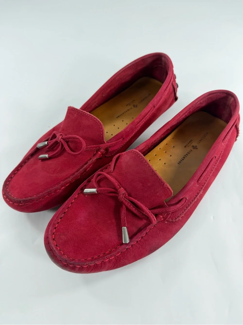 Mercanti Fiorentini Red Suede Moccasin Loafers